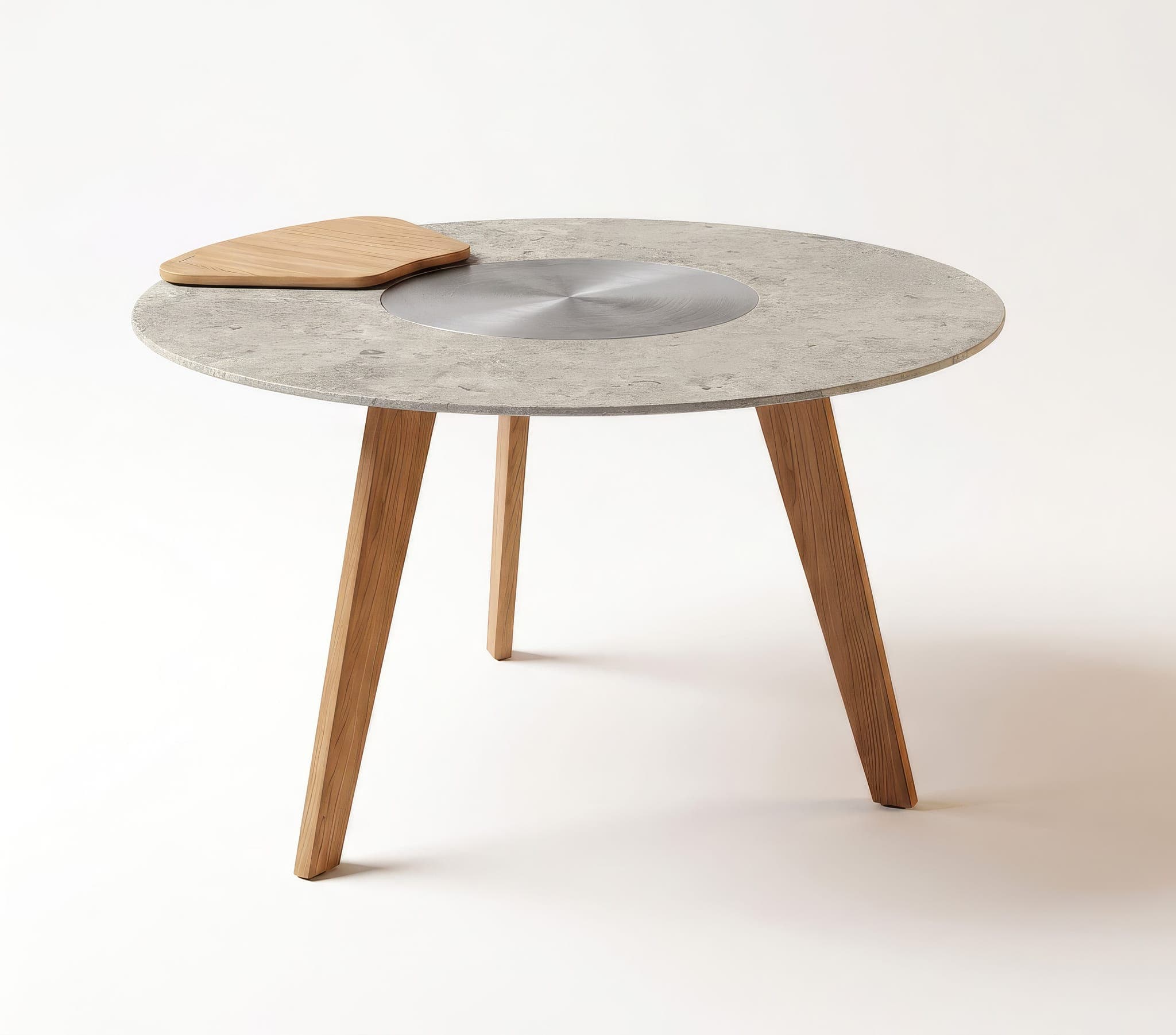 Q-Olento Chef with a Fossil Grey ceramic tabletop and oak legs