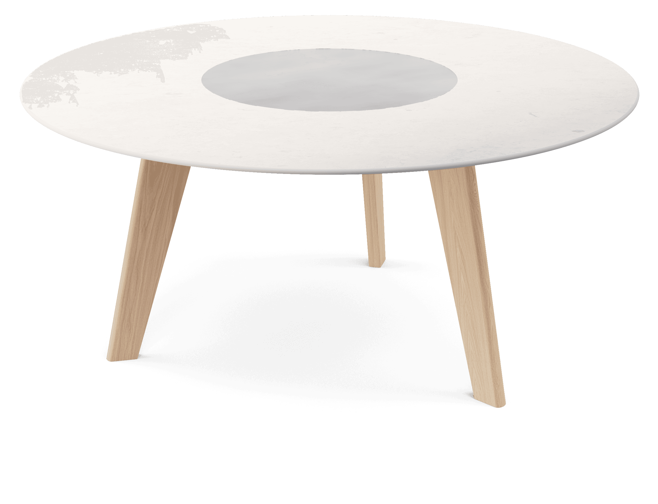 Q-Olento teppanyaki table with a ceramic tabletop and stainless steel legs